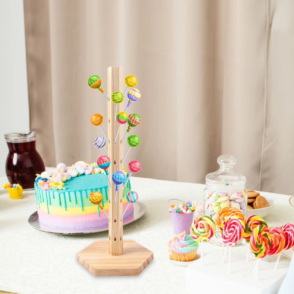 Espositore per lecca-lecca, 22 fori, rotondo, in acrilico trasparente, per torte, cupcake, bouquet di frutta, compleanni, Natale, feste