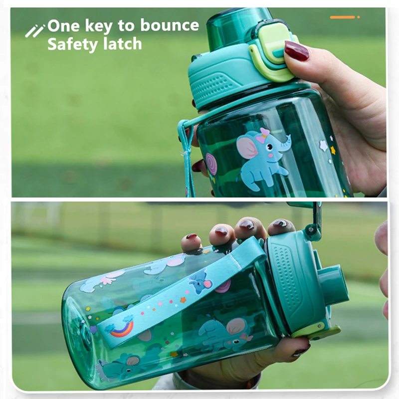 Water bottle 600ML children's cartoon animal plastic straw cups for girls boys for school