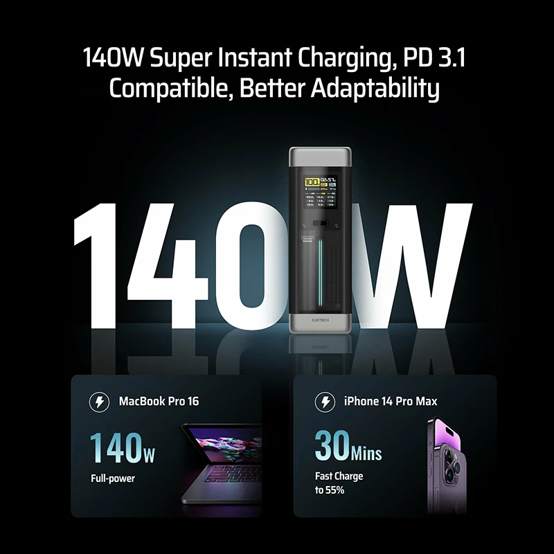 CUKTECH No.20 Power Bank 25000mAh P23 210W Output 3-Port Portable Charger 140W USB C For Macbook iPhone 14 Xiaomi ZMI Camping 2