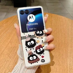 Adorable 3D Cartoon Black Briquettes Clear Hard Folding Case Cover for Moto Razr 2025 (Clear)