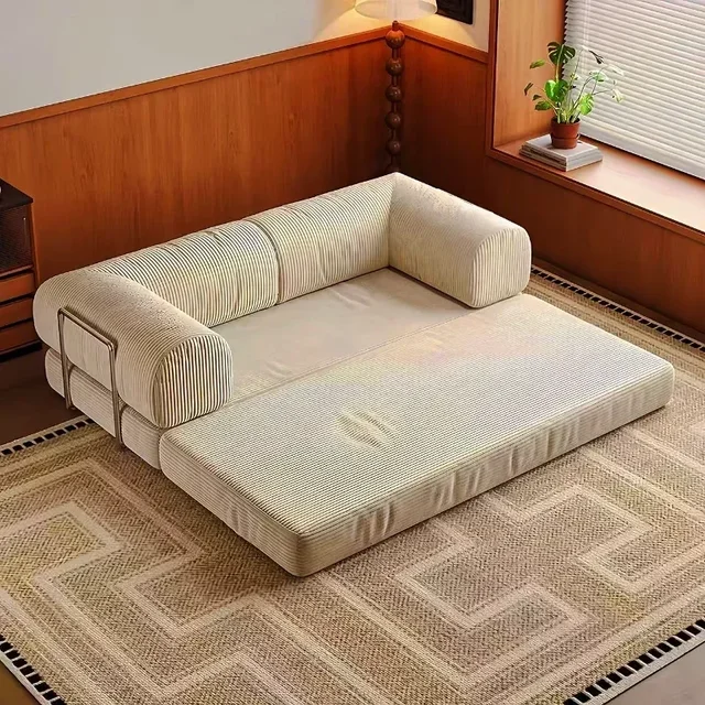 Divano a compressione sottovuoto italiano semplice retrò di fascia alta in velluto a coste soggiorno divano letto pieghevole lavabile personalizzabile 6