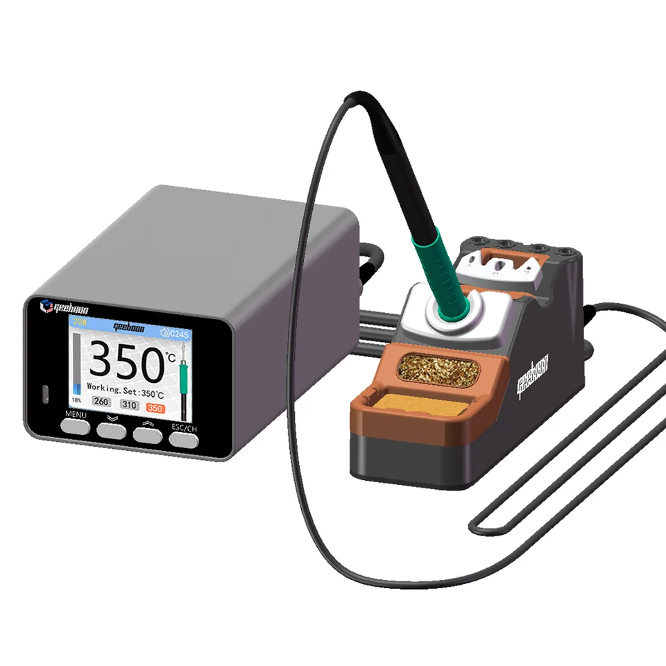 WEP Kit stazione di saldatura di precisione 982 II con 3 cartucce compatibili con punta per saldatore C245, filo di saldatura senza piombo, 4 canali di memoria, scanalatura di cambio punta, strumenti
