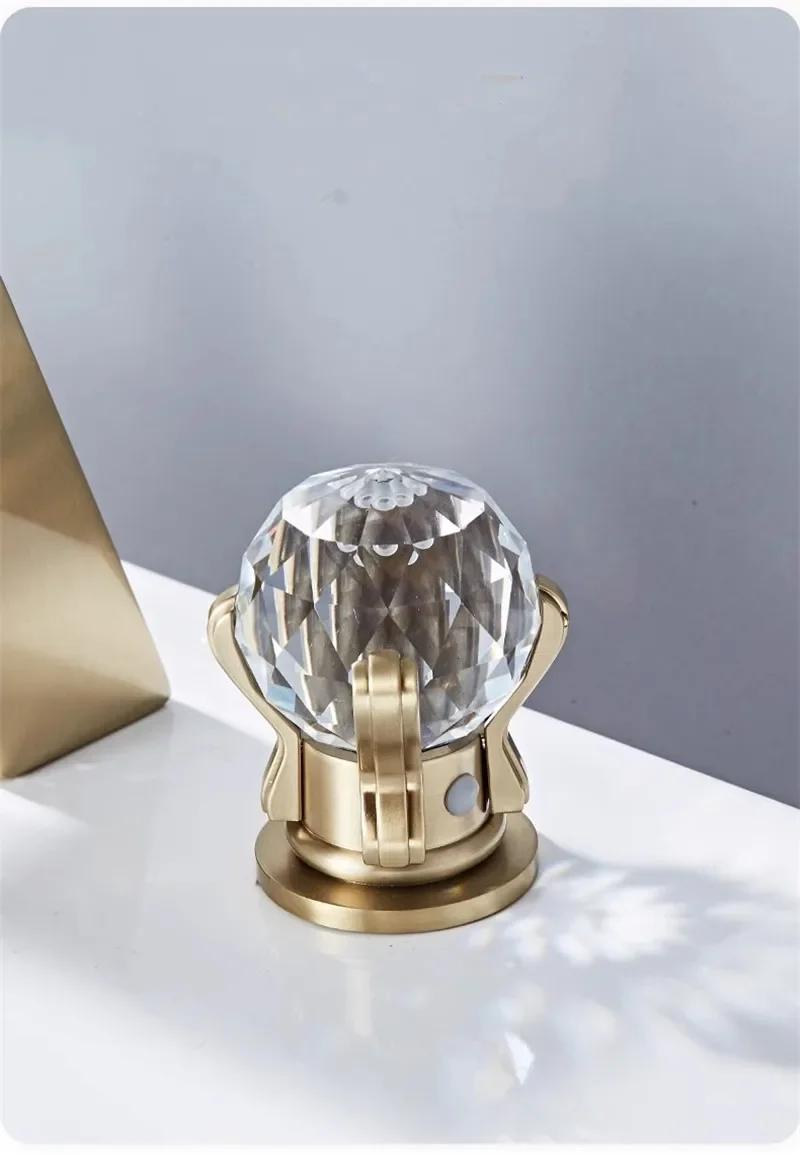 Description Picture 6 of itemTuqiu Luxury Brushed Gold Bathroom Faucet Brass Widespread Basin Sink 3 Hole Hot Cold Black  Water Tap