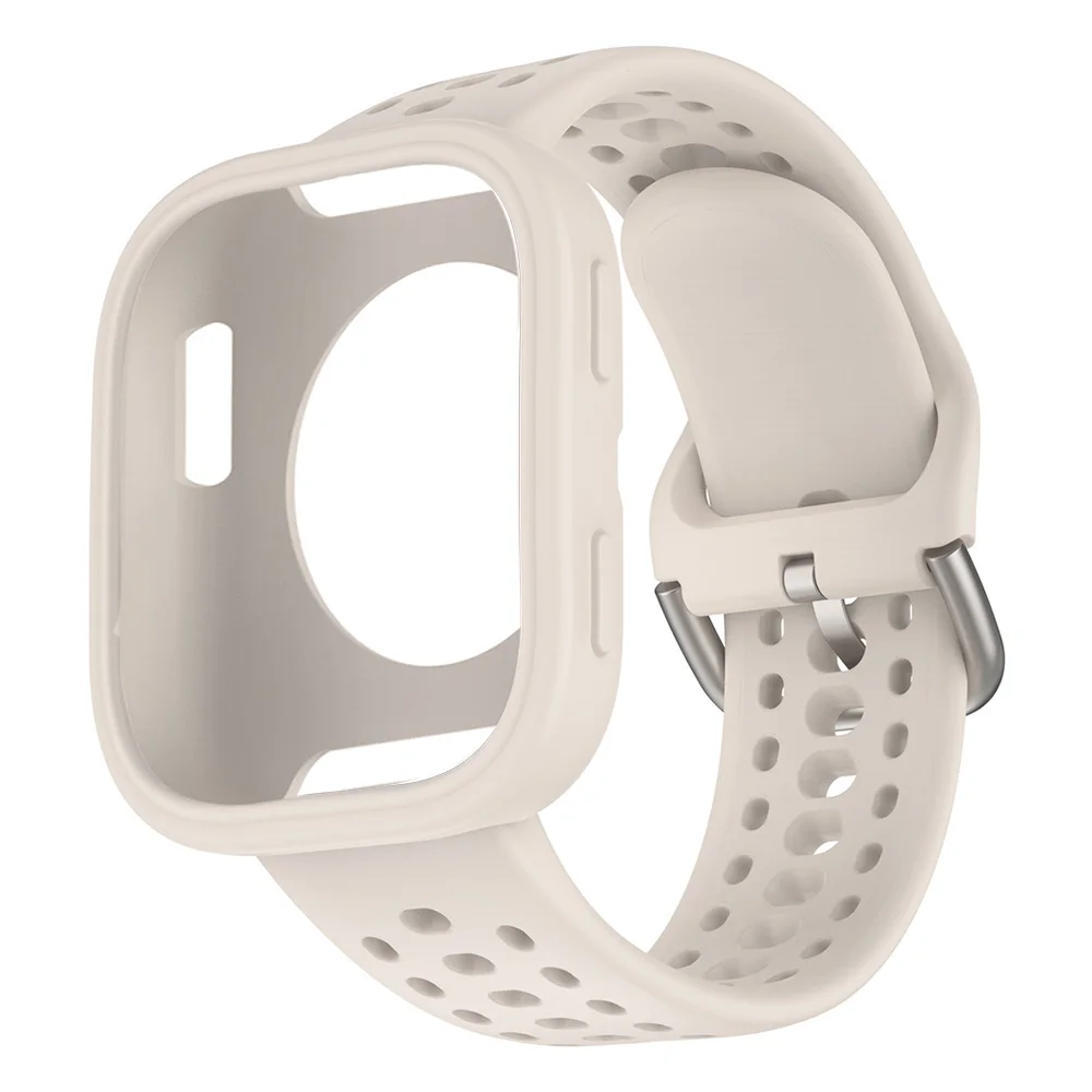 Versatile 2-in-1 Silicone Watchband with Case Cover - Adjustable Single Color Wristband Accessory