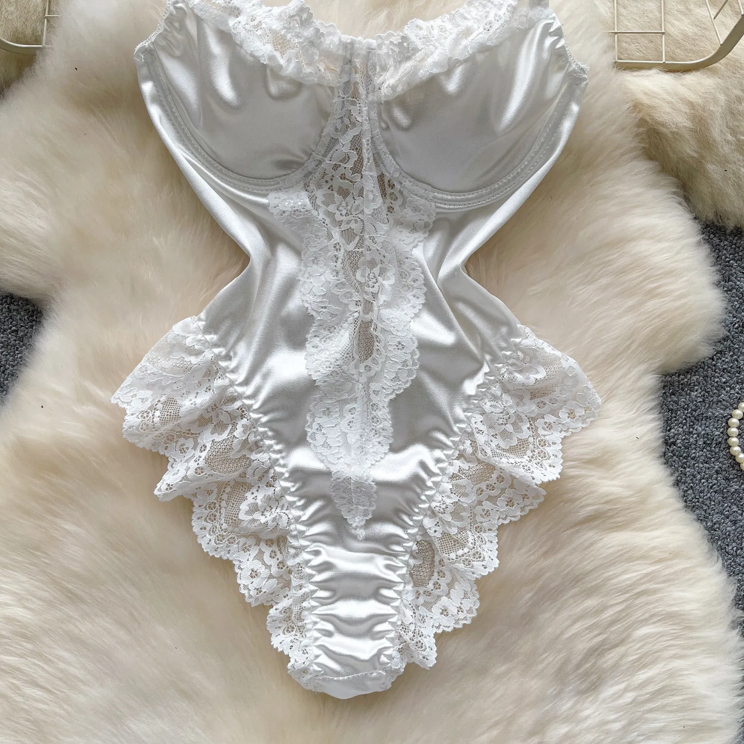 backless satin lace bodysuit in alternate color