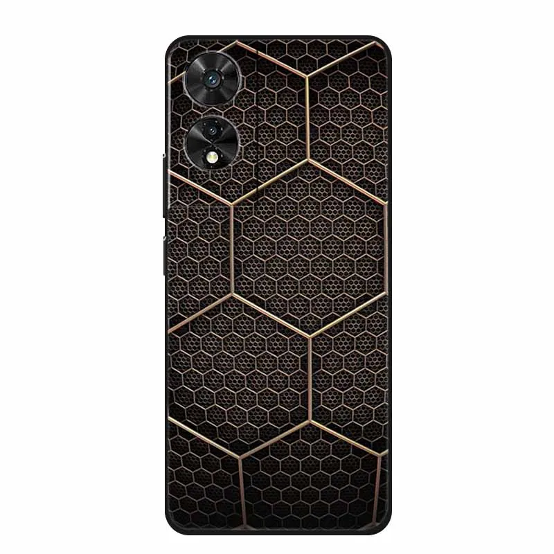 Black Geometric Silicone TPU Phone Case - Soft Back Cover Shield