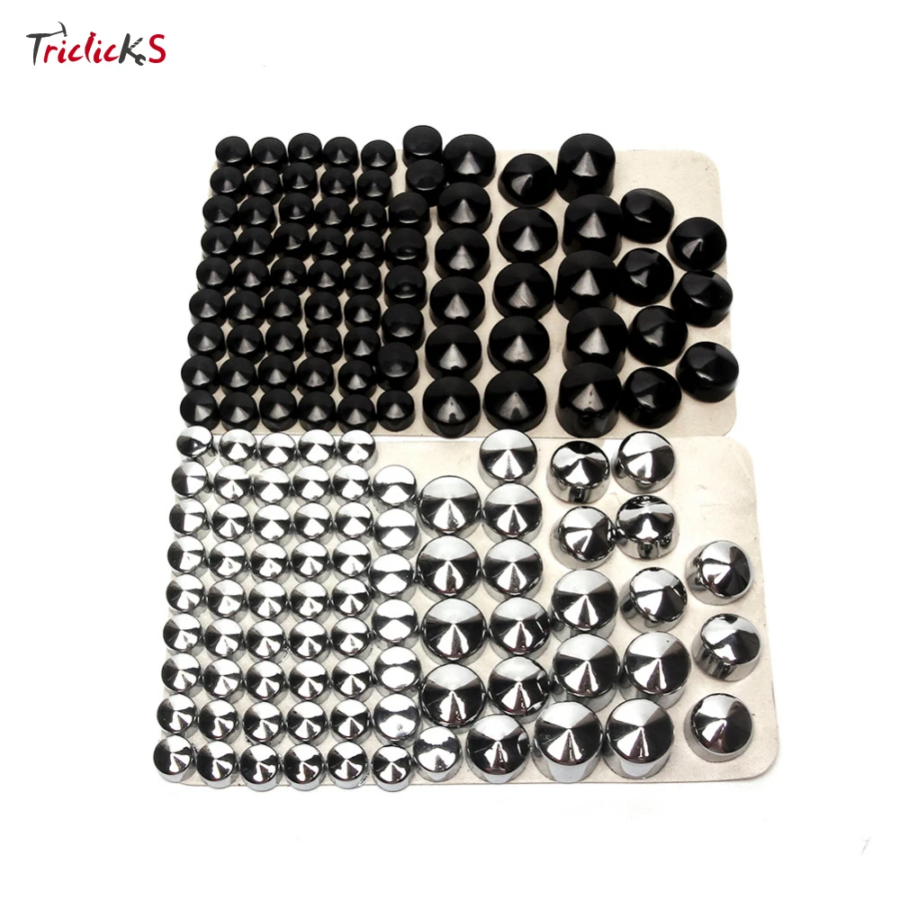 

Triclicks 76pcs Black Silver Bolt Toppers Cover Caps Kit Plastic Bolt Topper Cap Nut Covers Nuts Bolts For Harley Twin Cam Dyna