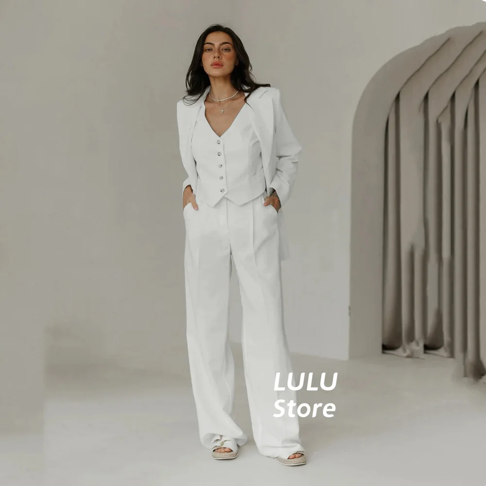 Elegant Three Piece Suit| Blazer Bustier Top Wide Leg Pants