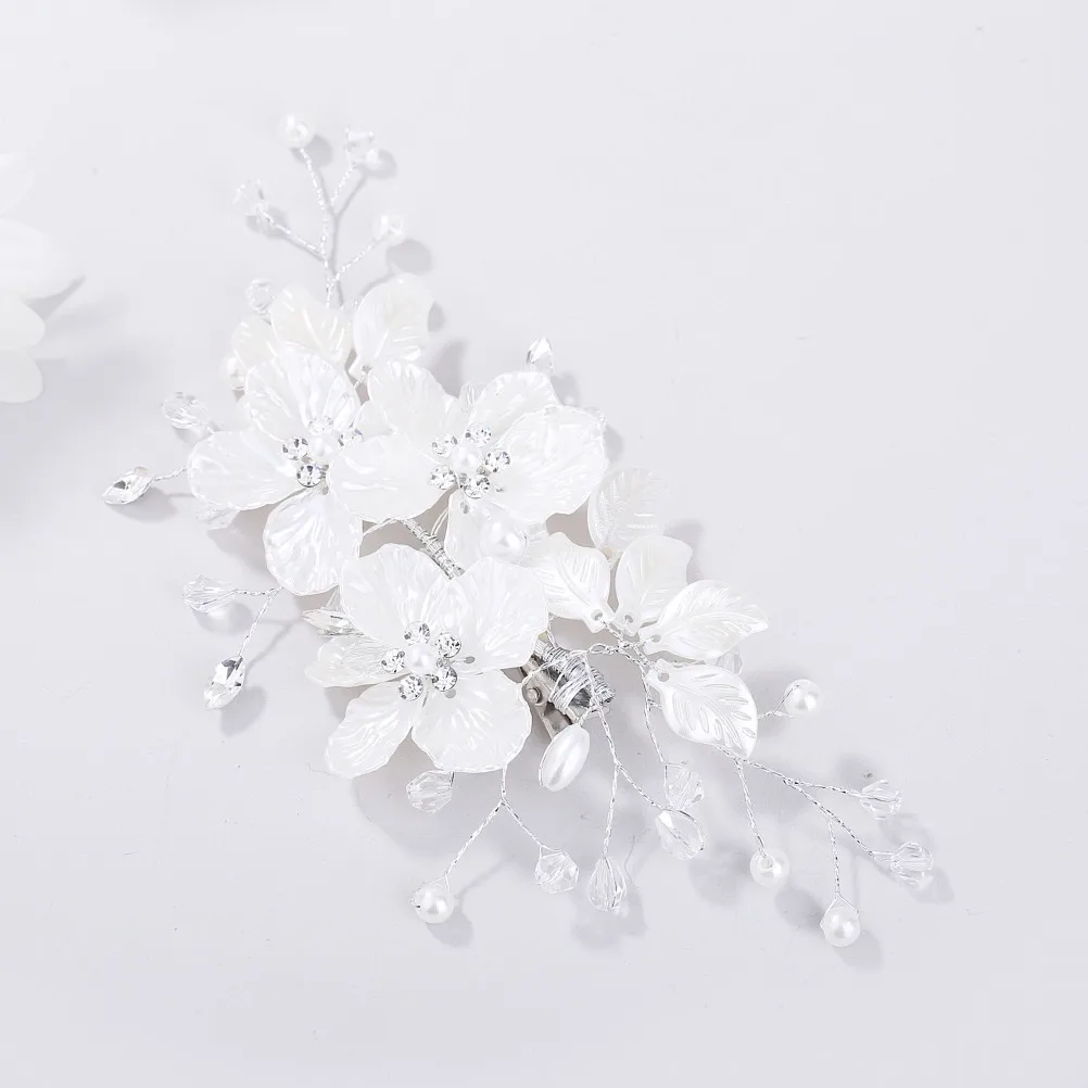 진주 크리스탈 헤어 클립 미니멀리스트 잎사귀 디자인 신부 웨딩 헤어핀 여성 소녀 꽃 합금 장식 웨딩 헤어 클립