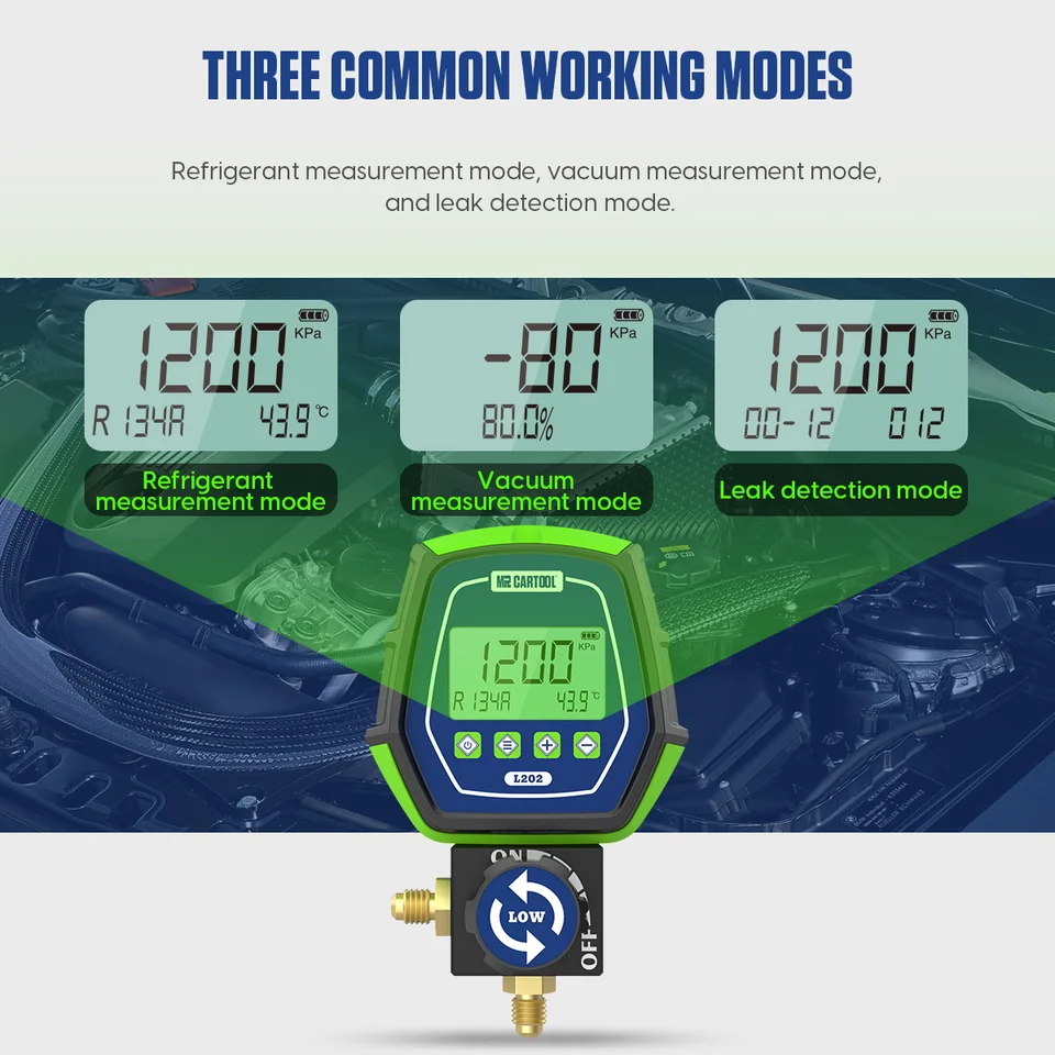 Digitale Manometer Manometer Digitale Spruitstuk Gauge Drukmeter Koeling Vacuüm Druk Spruitstuk Tester Lekkage Monitor Detector Koelmiddel Meter Voor airconditioning: (Color : Refrigerant Meter