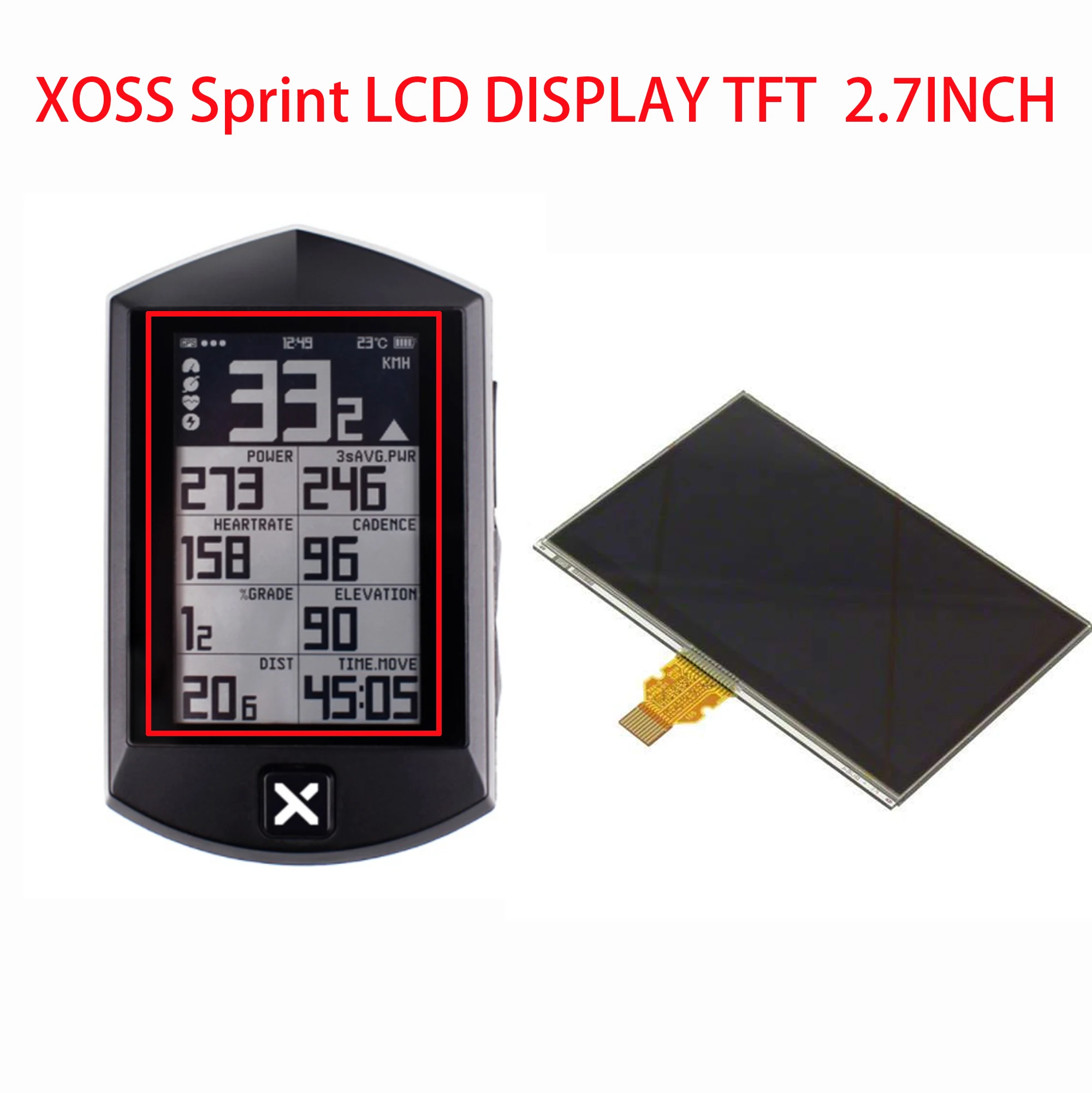 Novo lcd 2 7 lcd para xoss gps xoss sprint display lcd de tela toque