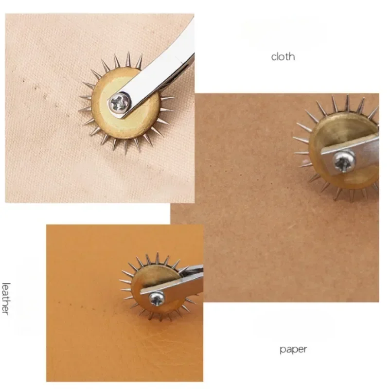 예술과 가죽 공예를위한 나무 손잡이가있는 3mm/2mm 가죽 바늘 포인트 추적 휠 전문 스티치 마킹 스페이서