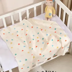 Cozy 80x80cm Cotton Muslin Baby Blanket and Towel Set (Heart)