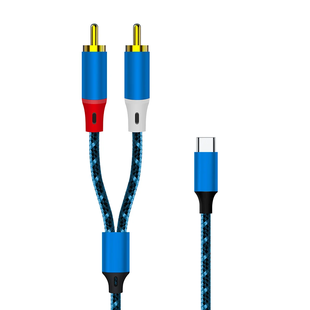 USB C to RCA Audio Cable, Type C to 2 RCA Connector for Speakers and Amplifiers, 1m Length