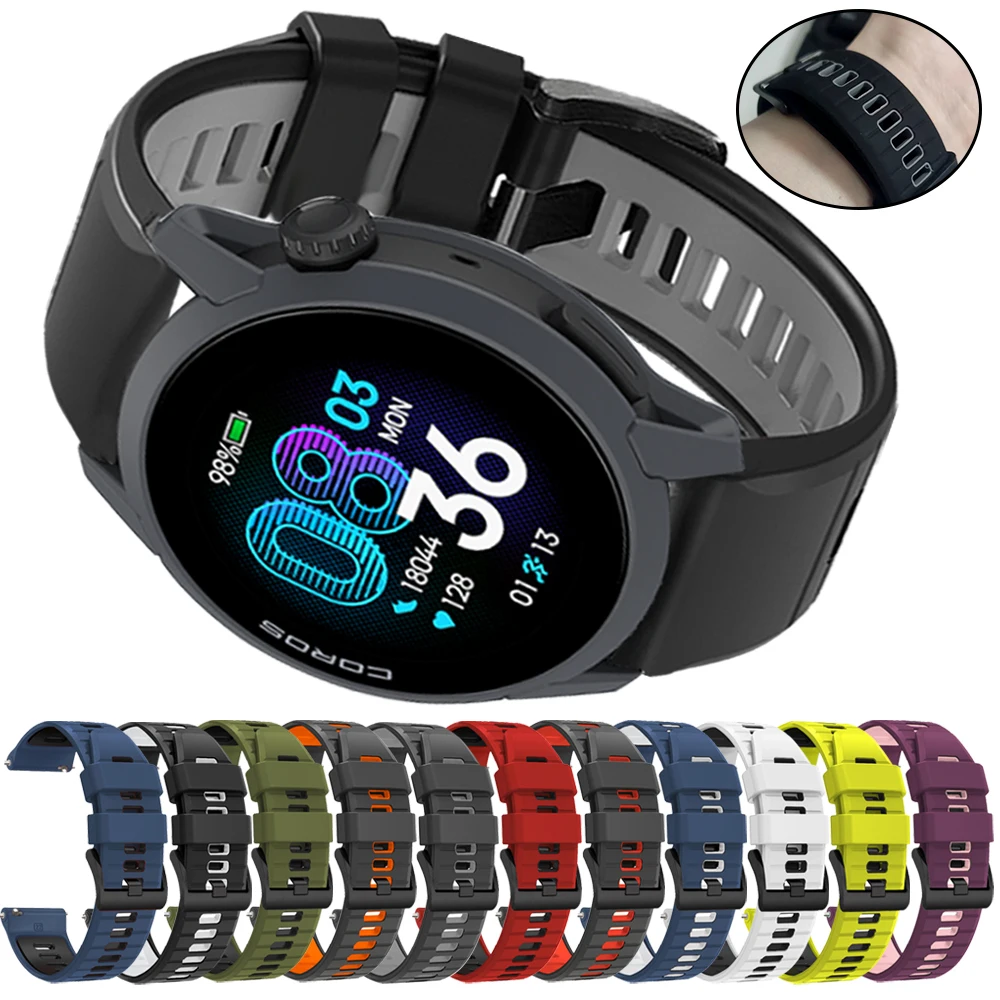 22mm Sport Watchband - Silicone Bracelet, Adjustable Strap Replacement