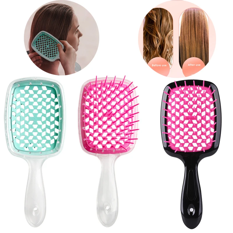 1pcs Wide Teeth Air Cushion Combs Women Scalp Massage Comb Hair Brush Hollowing Out Home Salon