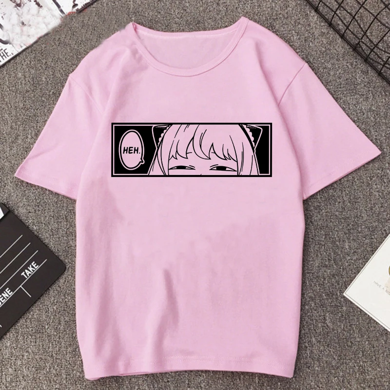 thumbnail image 1 of Camiseta estampada de Manga Anya Forger para mujer, remera de Anime Rosa divertida de la familia Spy X, playera informal Harajuku de Manga corta para mujer, 1 of 5
