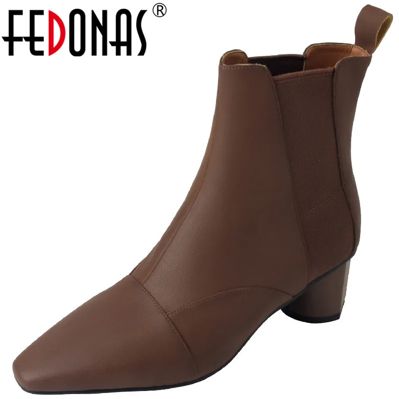 

FEDONAS/2023; Женские ботильоны; Сезон осень-зима; Модный дизайн; Новинка; Офисная Женская обувь на толстом каблуке; Женская обувь из натуральной кожи