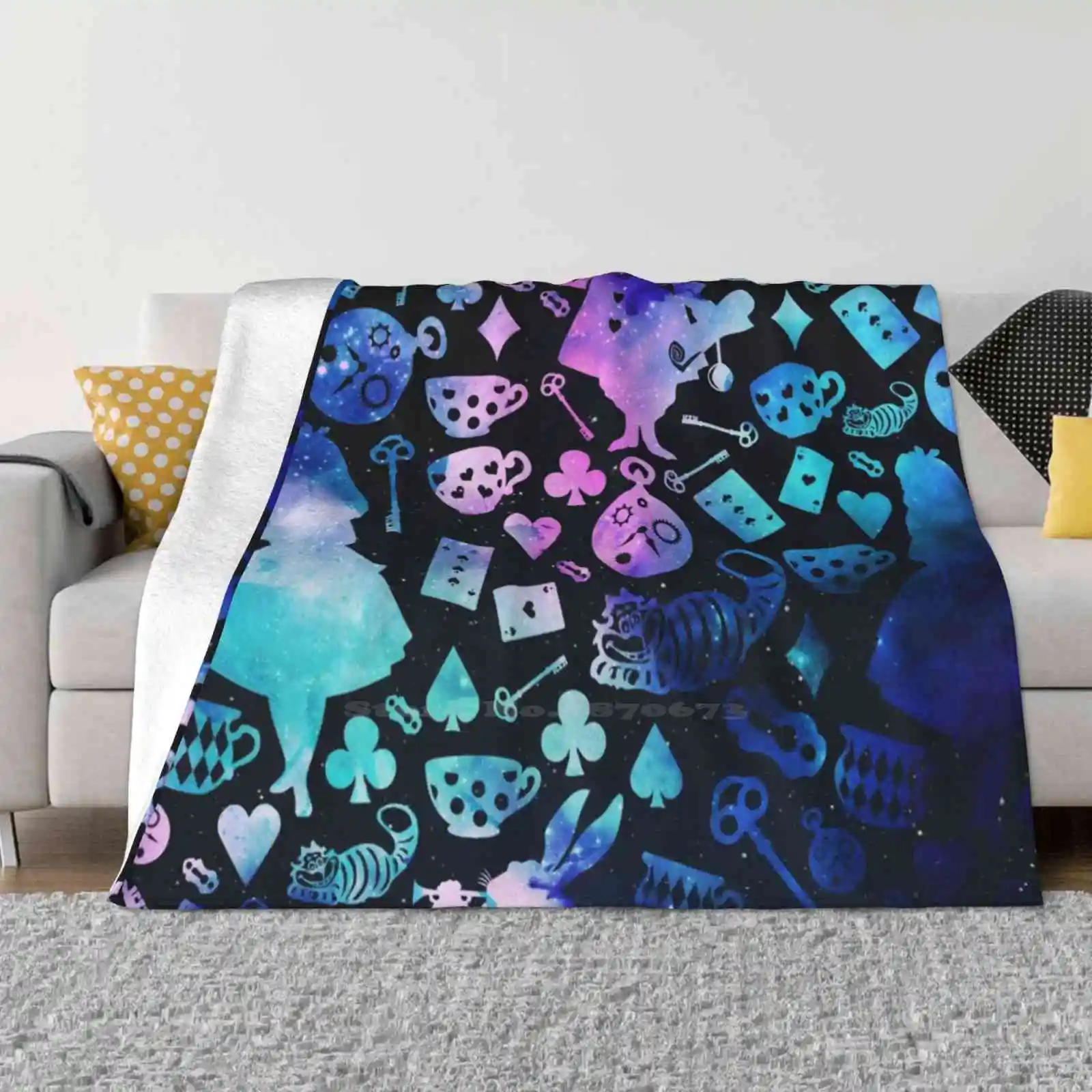 

Alice-Black Galaxy Latest Super Soft Warm Light Thin Blanket Pattern Reading Books Bookish Booknerd Bookworm Reader