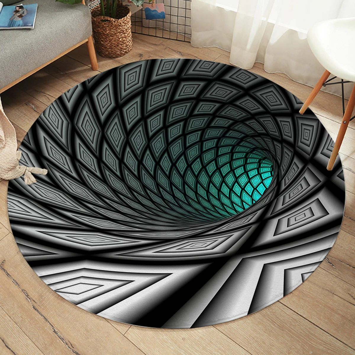 

Swirl Round Area Rug Optical Illusion Floor Mat 3D Print Living Room Carpet Non-slip Bedroom Rug Tapis Dropship