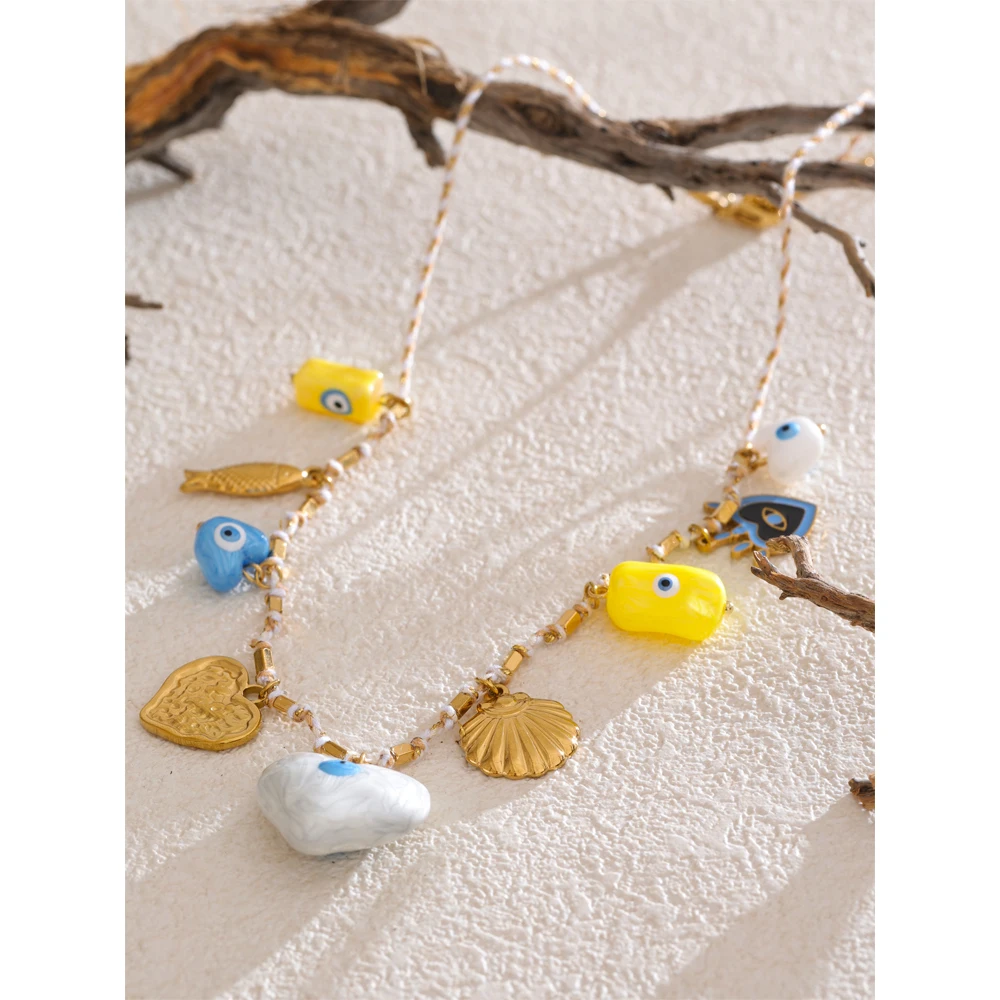 Yhpup Ceramic Pendant Necklace for Women