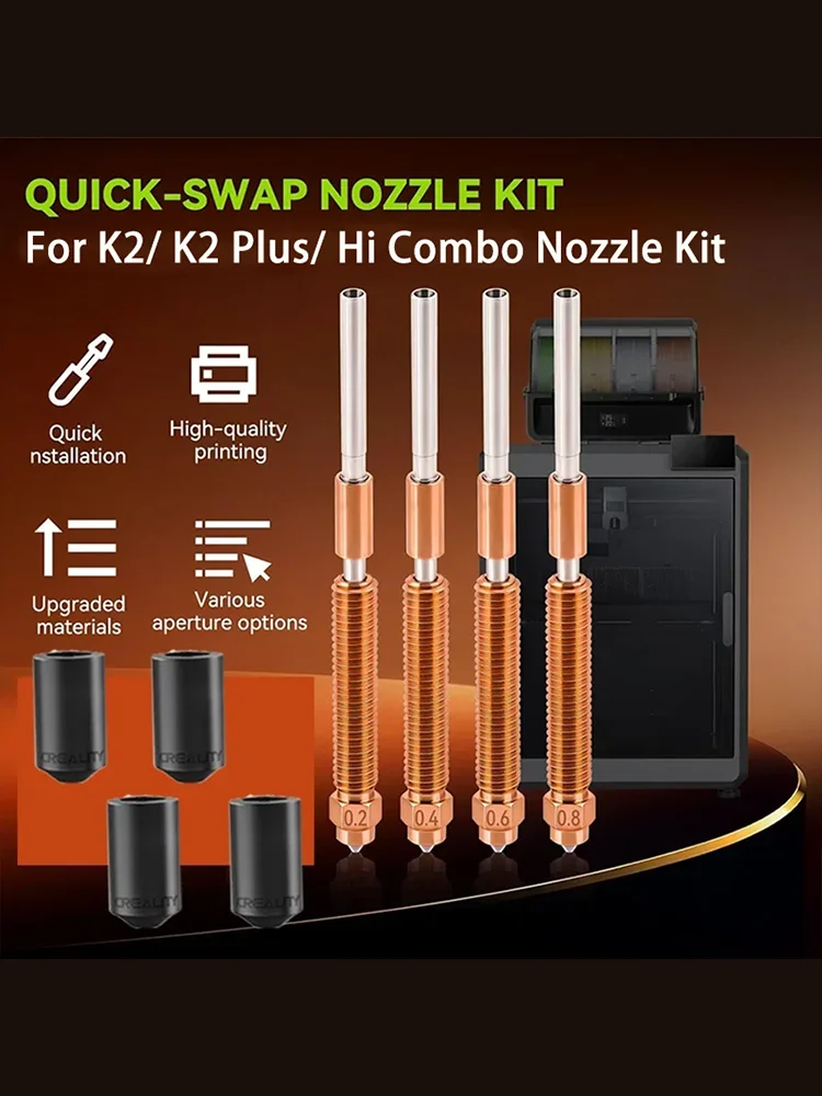 Creality "Unicorn" K2 Plus/K2/Hi Combo Schnellwechsel-Düsen-Set 0,2/0,4/0,6/0,8 mm mit Werkzeug, integrierte Vollmetalldüse für K2 – Detail 2