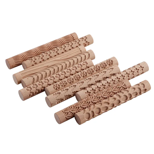 Pottery Tools Handmade Clay Roller Set Wooden Handle Clay Texture Roller  Slab Roller Leaves Snowflake Pattern 15 Cm Clay Roller - Pottery & Ceramics  Tools - AliExpress