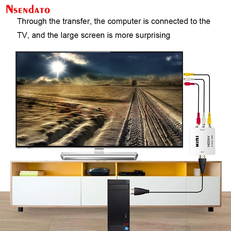 HDMI2AV Video Box HDMI-compatible to RCA Converter AV/CVSB L/R 1080P 60Hz HD Video Box for NTSC PAL HDMI TO AV Scaler Switch