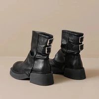 2025 New Women's Platform Ankle Boots - Buckle Detail Retro Chunky Heel Booties,Fall/Winter Fashion Low-Cut Boots - Image 4