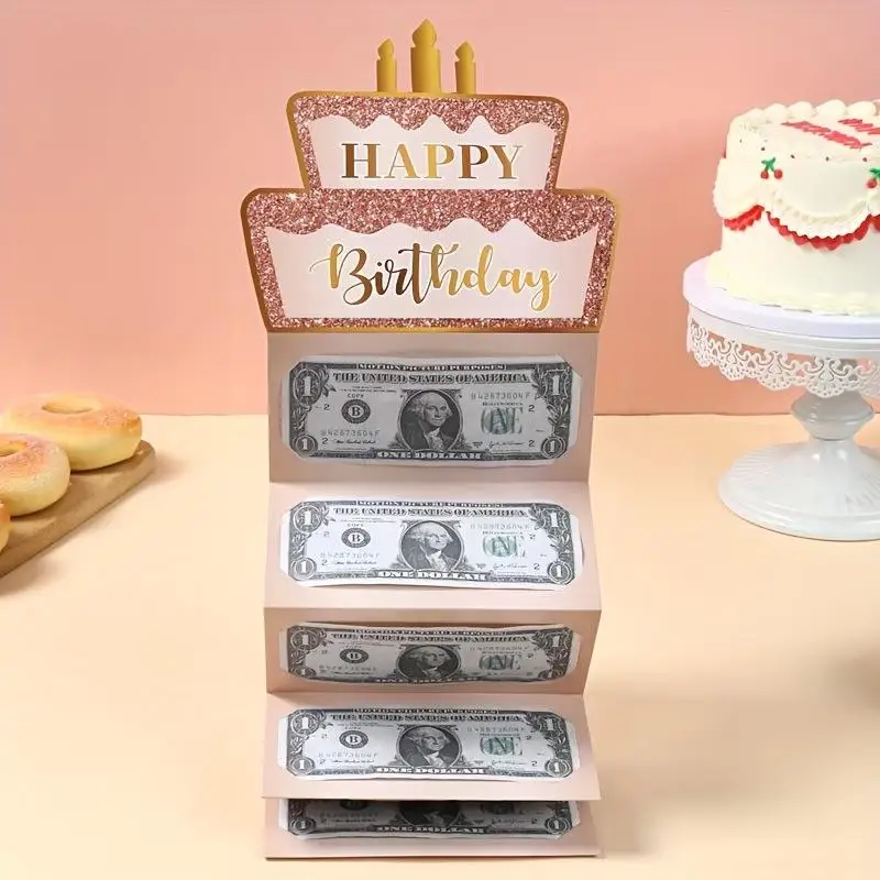 새로운 1개입 7세트 생일 현금 봉투 돈 생일 카드 접이식 현금 홀더 인사말 봉투 생일 돈 상자 어린이 청소년용