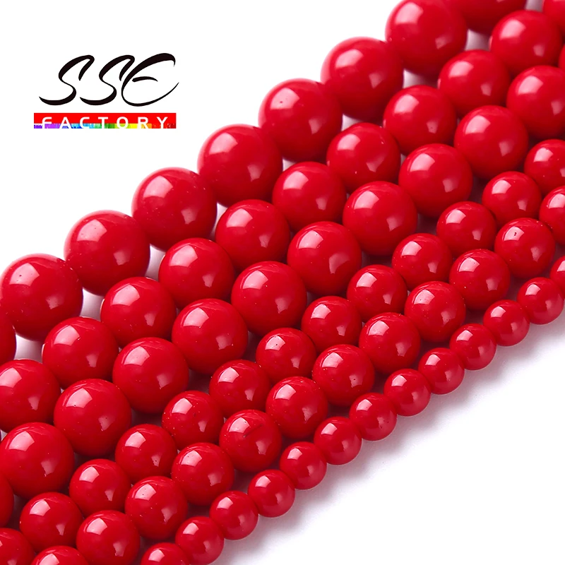 

Red Coral Stone Beads For Jewelry Making Round Loose Spacer Beads Diy Bracelets Handmade Energy Healing Beads 4 6 8 10 12mm 15"