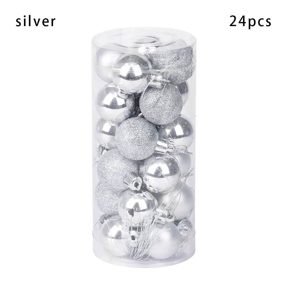 thumbnail image 1 of Bolas de árbol de Navidad, 24 piezas/caja, 30 mm, pequeñas bolas colgantes, adornos para fiestas en el hogar, adornos navideños pequeños, suministros para Año Nuevo, 1 of 5