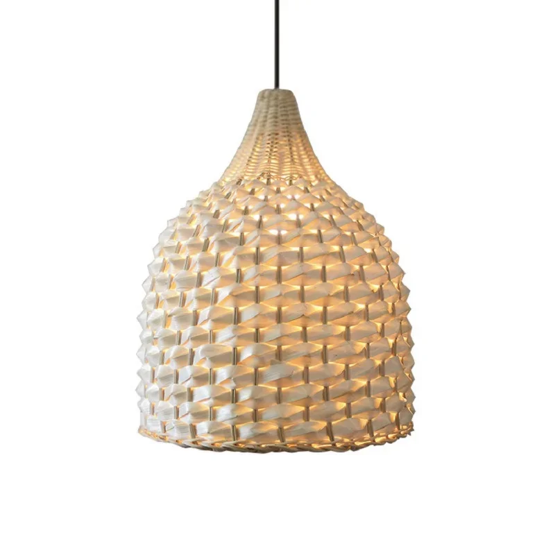 

Southeast Asia Bamboo LED Pendant Lamp Rattan Woven Chandelier Creative Living Dining Room Bar Aisle Pineapple Pendant Lights