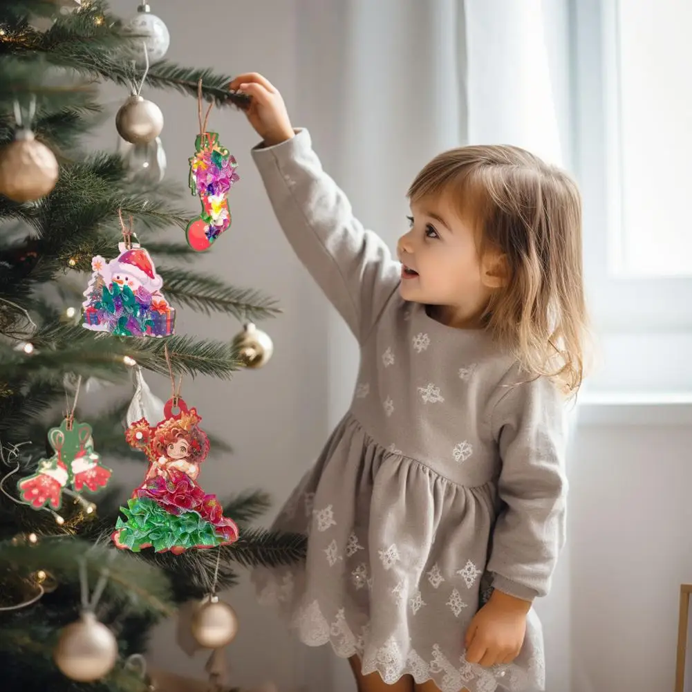 Concentration-building Toy Christmas Themed Diy Puncture Painting Kit for Kids Poke Art Fabric Puzzle Dress Up Boards Fun Craft christmas themed earrings epoxy resin mold keychain pendant casting silicone mould diy jewelry craft making tools