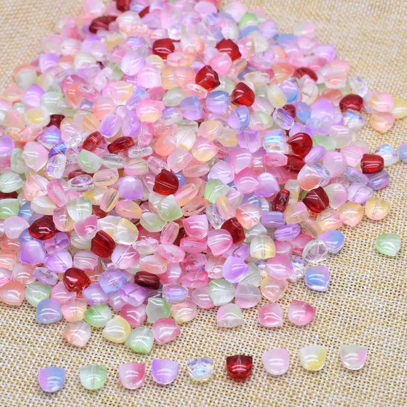 30pcs 9mm Multicolor Glass Tulip Flower Beads