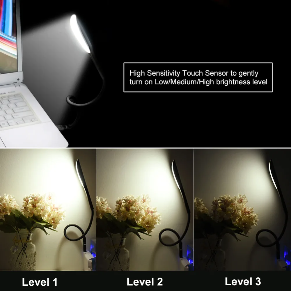 Lampada LED USB Flessibile Per PC - Dimmerabile, Touch Switch, Bianco - Foto 5