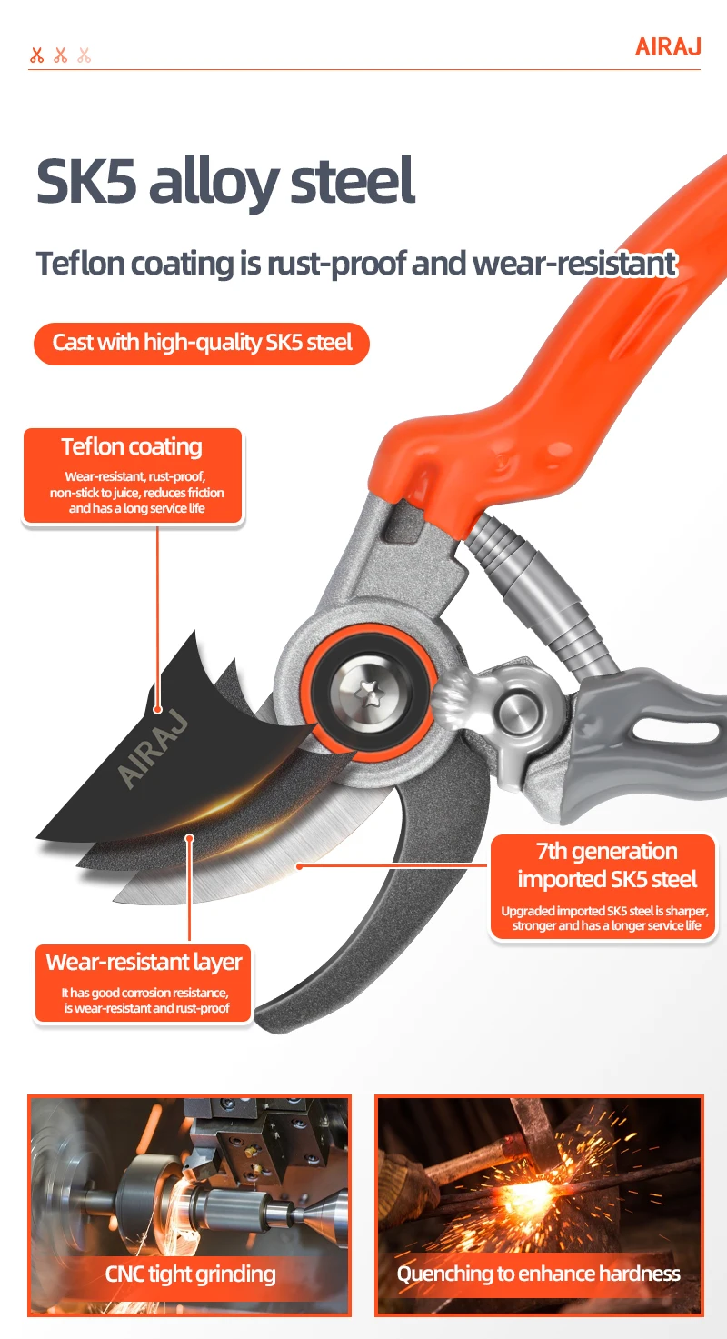 Professional Pruning Shears - Adjustable Multi-Gear Garden Trimmer