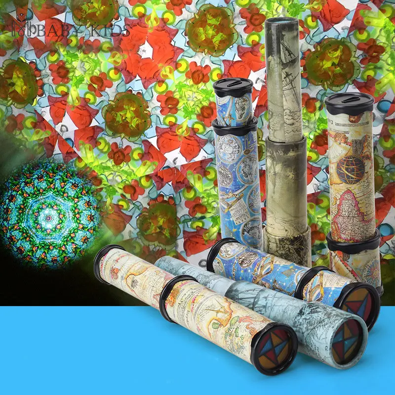 Children Toys Optical Prism 2PCS Scalable Rotating Kaleidoscopes Extended Rotation Adjustable Fancy Colored World Baby Toy Children Autism Kid Toy