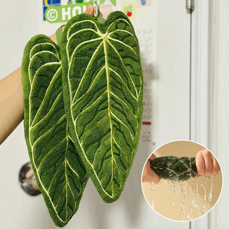 Leaf Hand Towel Bathroom Accessories Absorbent Kitchen Towel Soft Towel Hanging Towels Handkerchief Towels Home Wash Hand Towels 4