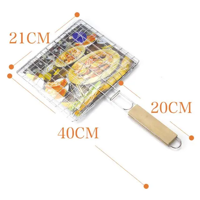 Grill Kosár Vas Huzalos Halakosár A Tábortűz Főzési Felszereléséhez Faken Fogantyúval Zöldséghúsos Garnélarákhoz - Image 6