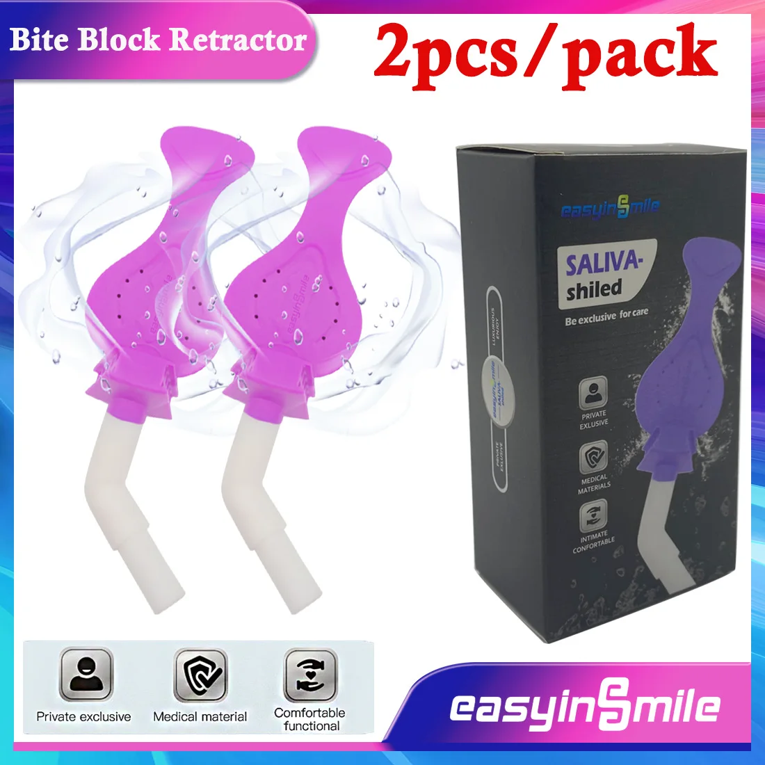 

EASYINSMILE 2Pcs Dental Silicone Mouth Opener Surgical DryShield Isolation Adapter HVE Suction Saliva Suction Tube Autoclavable