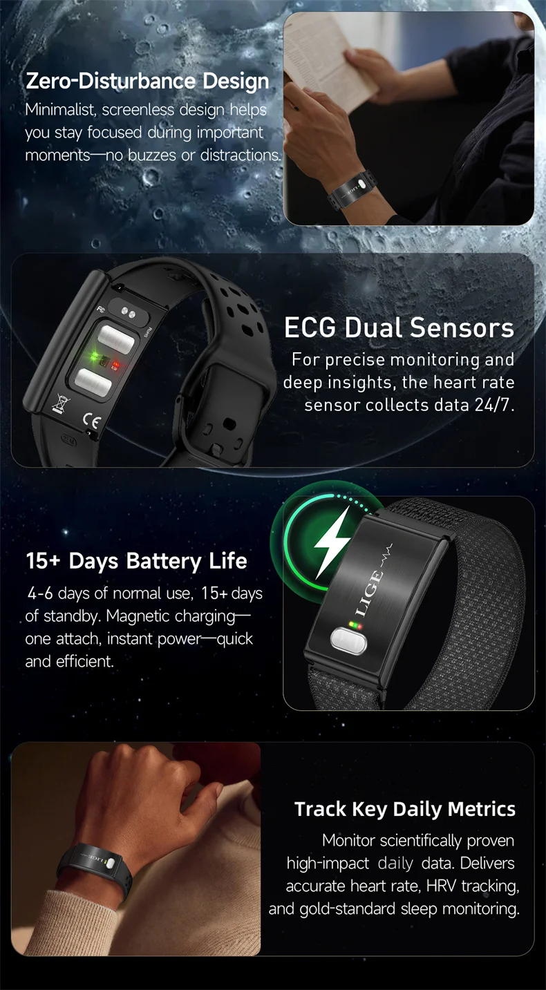 Smart Armband Mit Ekg Herzfrequenz Und Blutdruckmessgerät_voghion.com