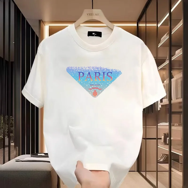 남성 패션 컬러 파리 그림 티셔츠, 반팔 탑, 새로운 브랜드, 2024