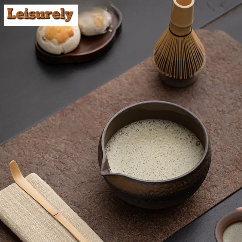 Retro Gilded Iron Glazed Coarse Pottery Tea Set Complete Set Matcha Whisk Japanese Matcha Set Kit Tea Holder Tea Ceremonial gift