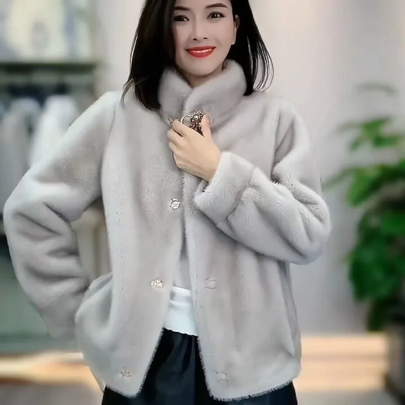 2023-new-mink-fur-one-piece-short-stand-neck-fashion-versatile-casual-slim-large-size-faux-fur-coat-autumn-winter-feminine-style