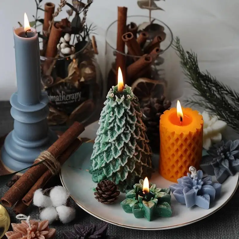 Christmas Aromatherapy Candle Mold Christmas Flower Silicone Mold Resin Molds Cake Decorating Handmade Soap Mold Candle Making