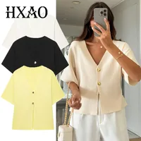 Cardigan For Women Knitwears Summer Y2k Sweater Cardigan Short -Sleeved Button Top Female Chic Korean Fashion Office Casual Top