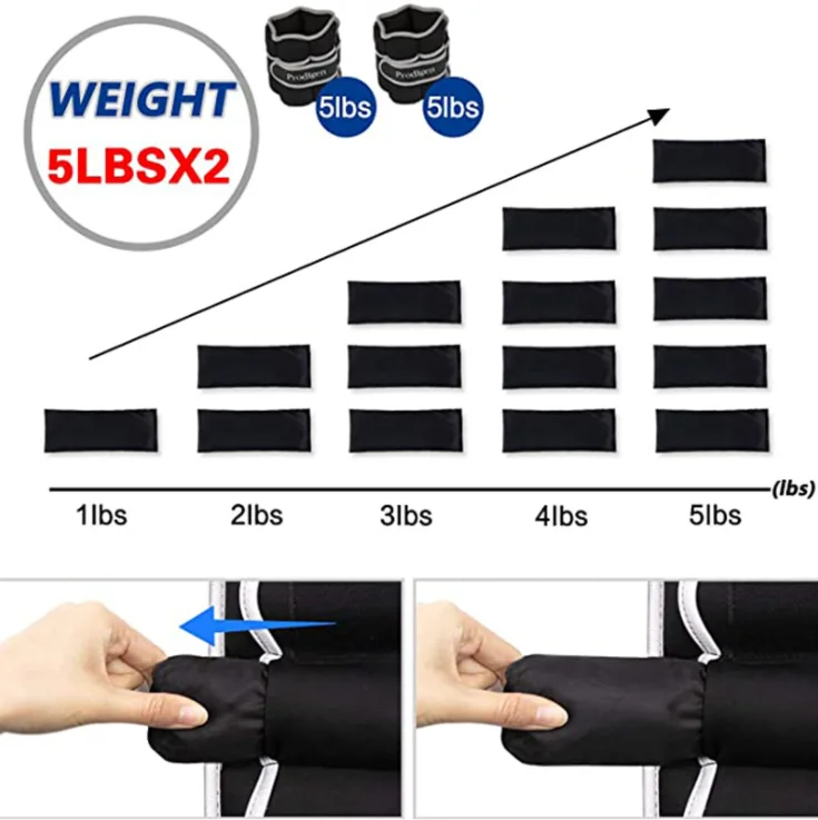 LongGlory Adjustable Small Wrist Leg Arm Hand Cuff Fitness Iron Sand Bag With Reflective Strap Ankle Weights