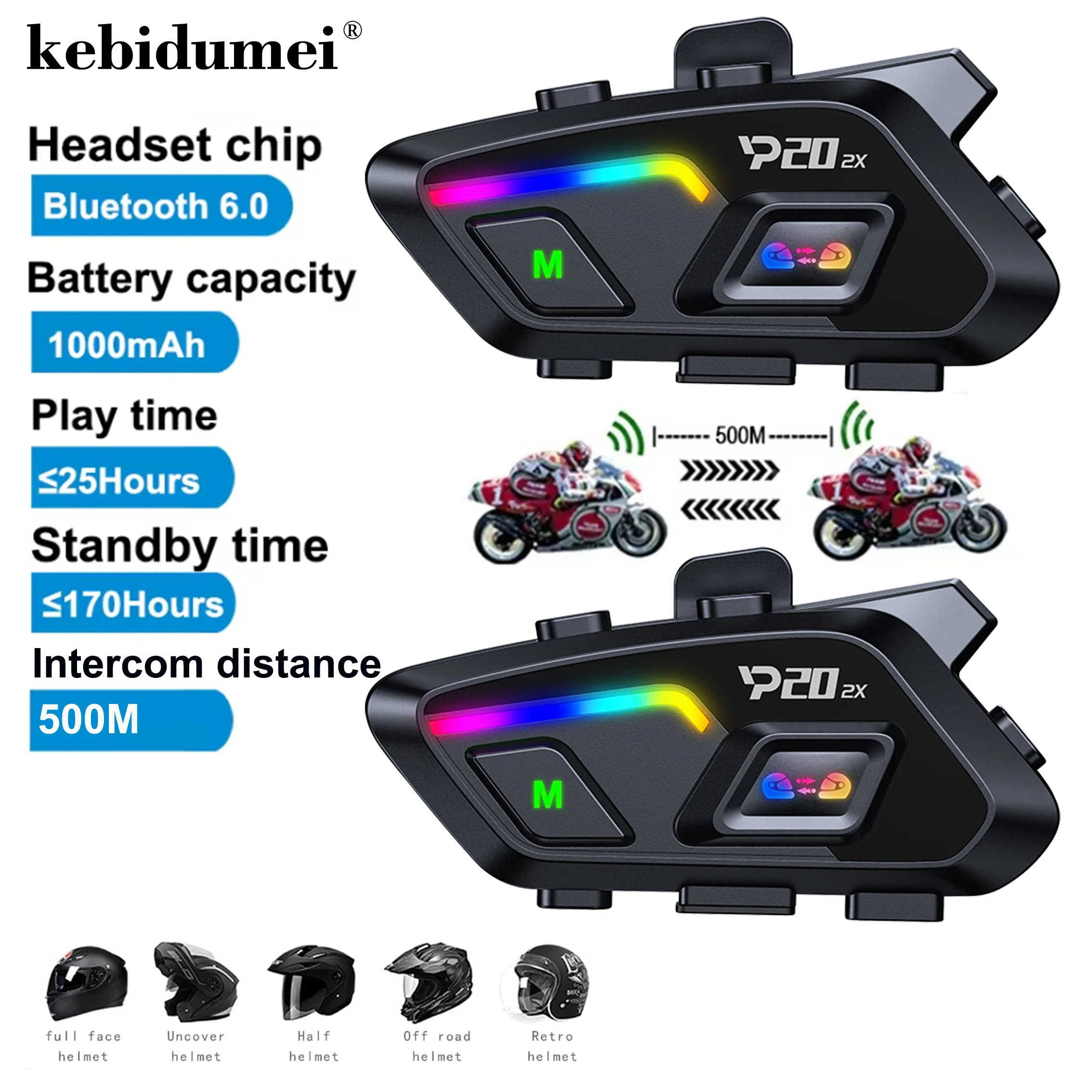 Wireless Bluetooth Motorcycle Helmet Headset Intercom Waterproof_voghion.com