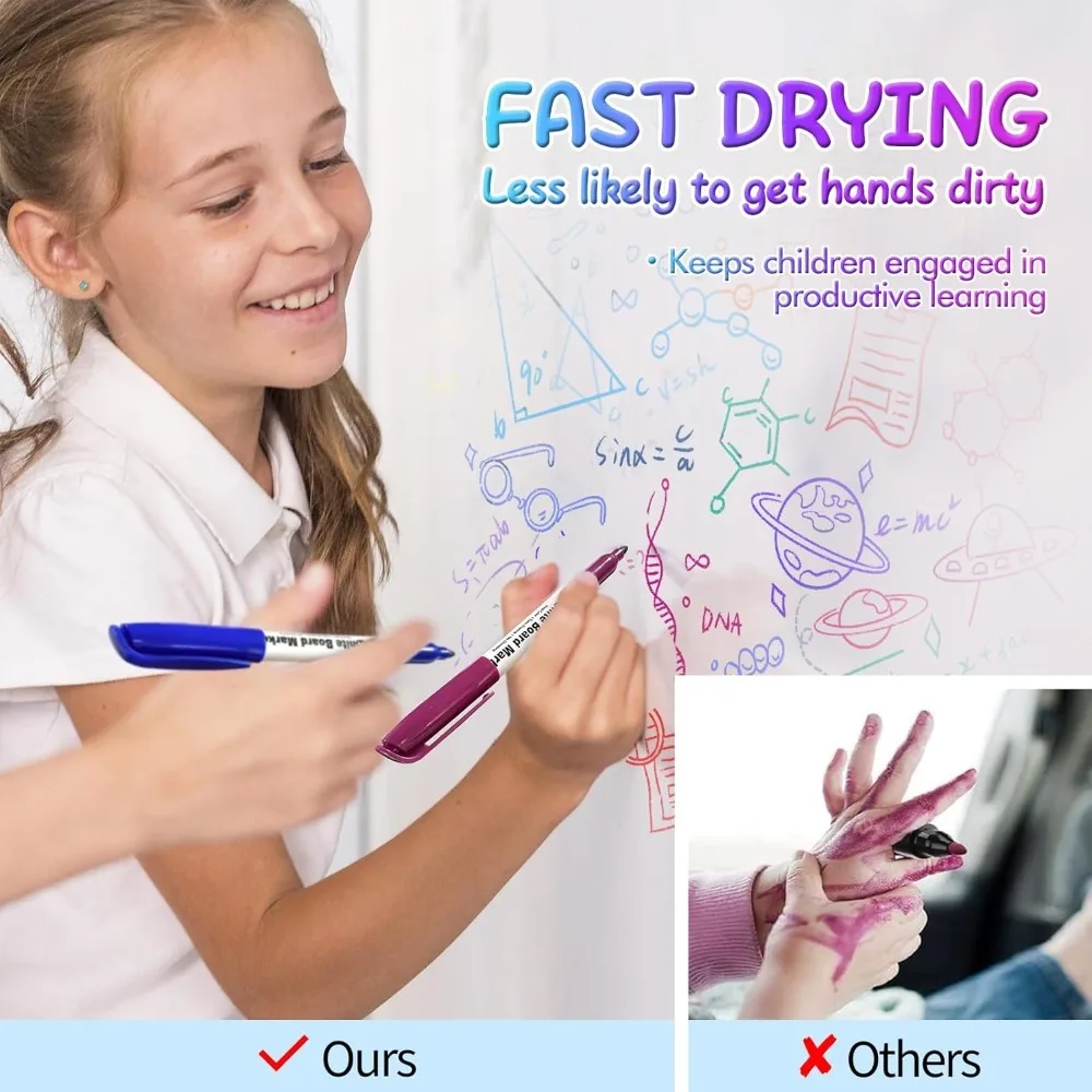 24Pcs Colors Dry Erase Whiteboard Markers Fine Tip Low Odor Marker For Office School Teacher Classroom Supplies Easy To Wipe